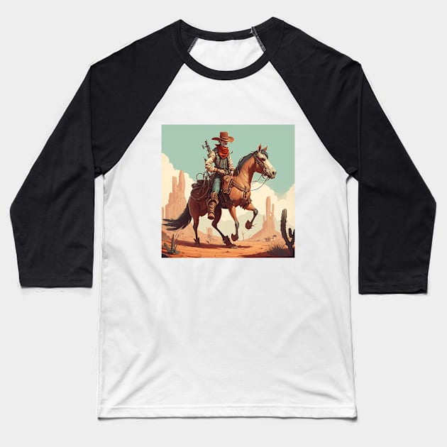 Colourful Illustration of Cowboy Kerm Baseball T-Shirt by KOTYA